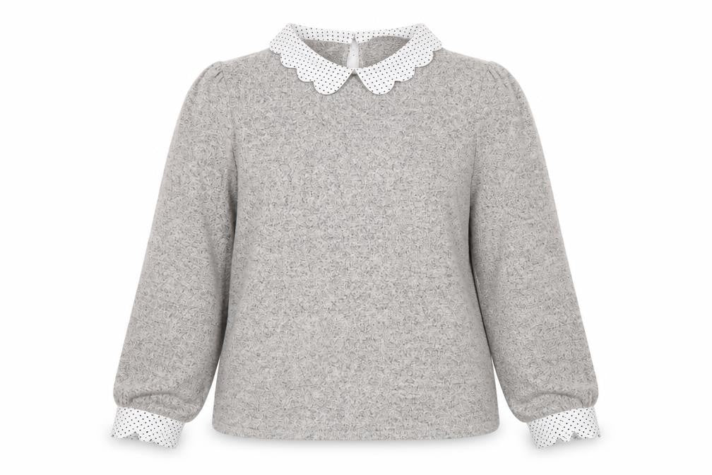 Faith and Joy Women’s Grey Collared Long Sleeve Blouse Size L