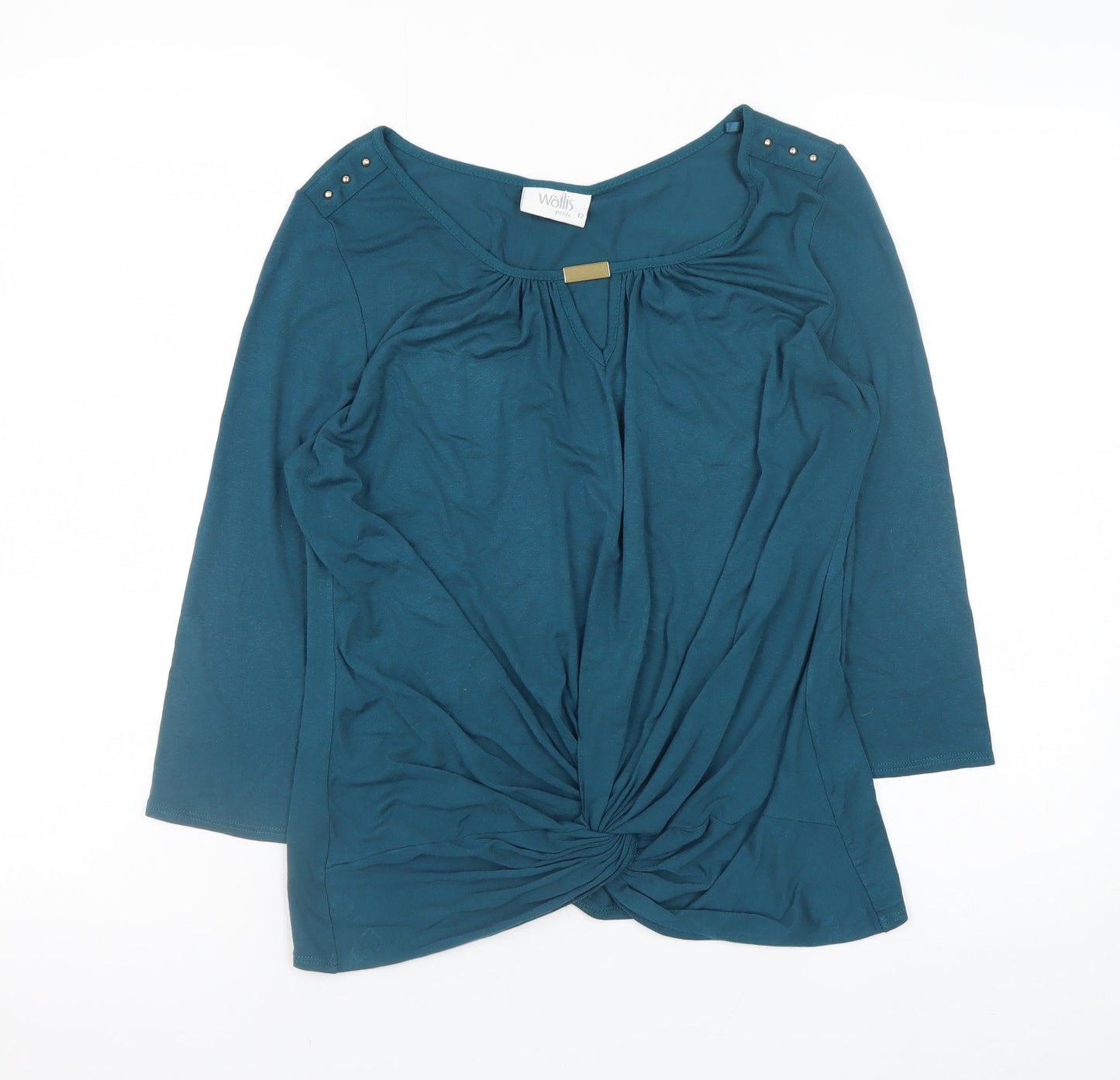 Wallis Women’s Green Jersey Knot Front Tunic Blouse Size 12