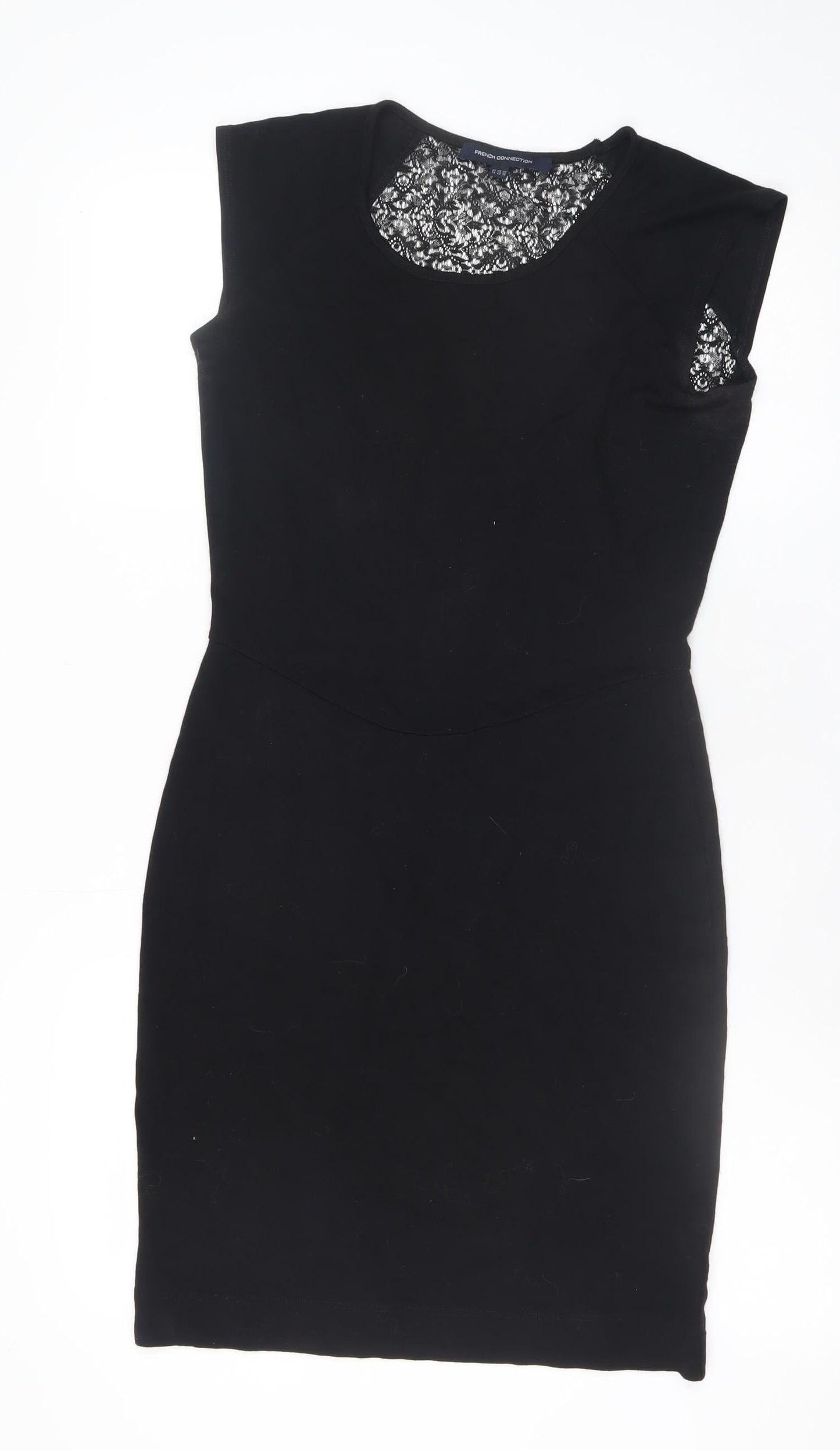French Connection Women’s Black Lace Bodycon Knee Length Dress Size 14