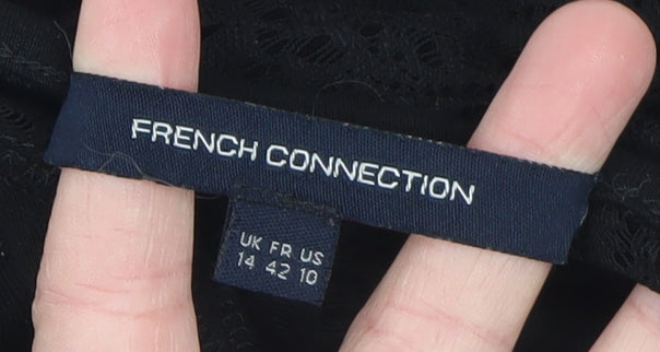 French Connection Women’s Black Lace Bodycon Knee Length Dress Size 14