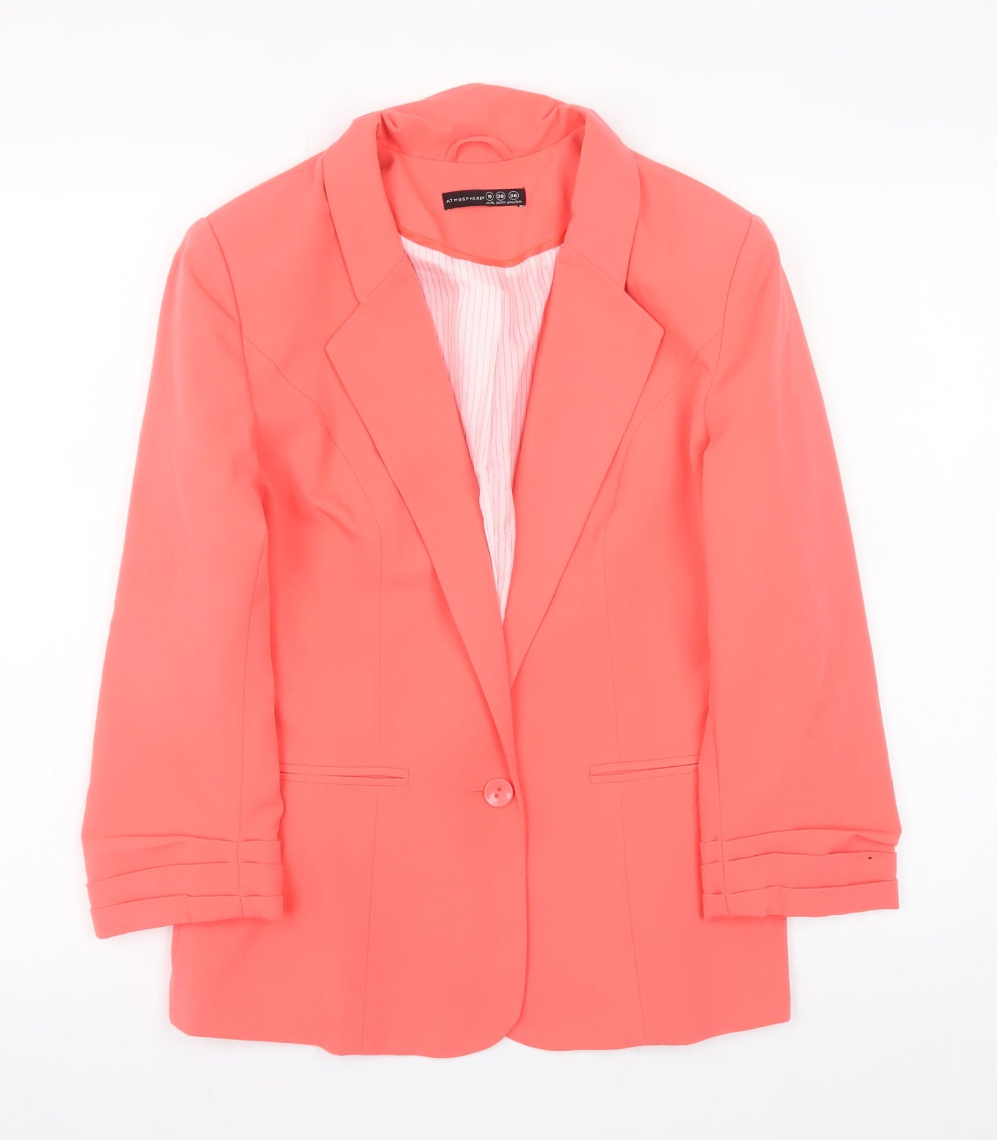 Atmosphere Women Coral Orange Blazer Jacket Size 10 Single-Breasted