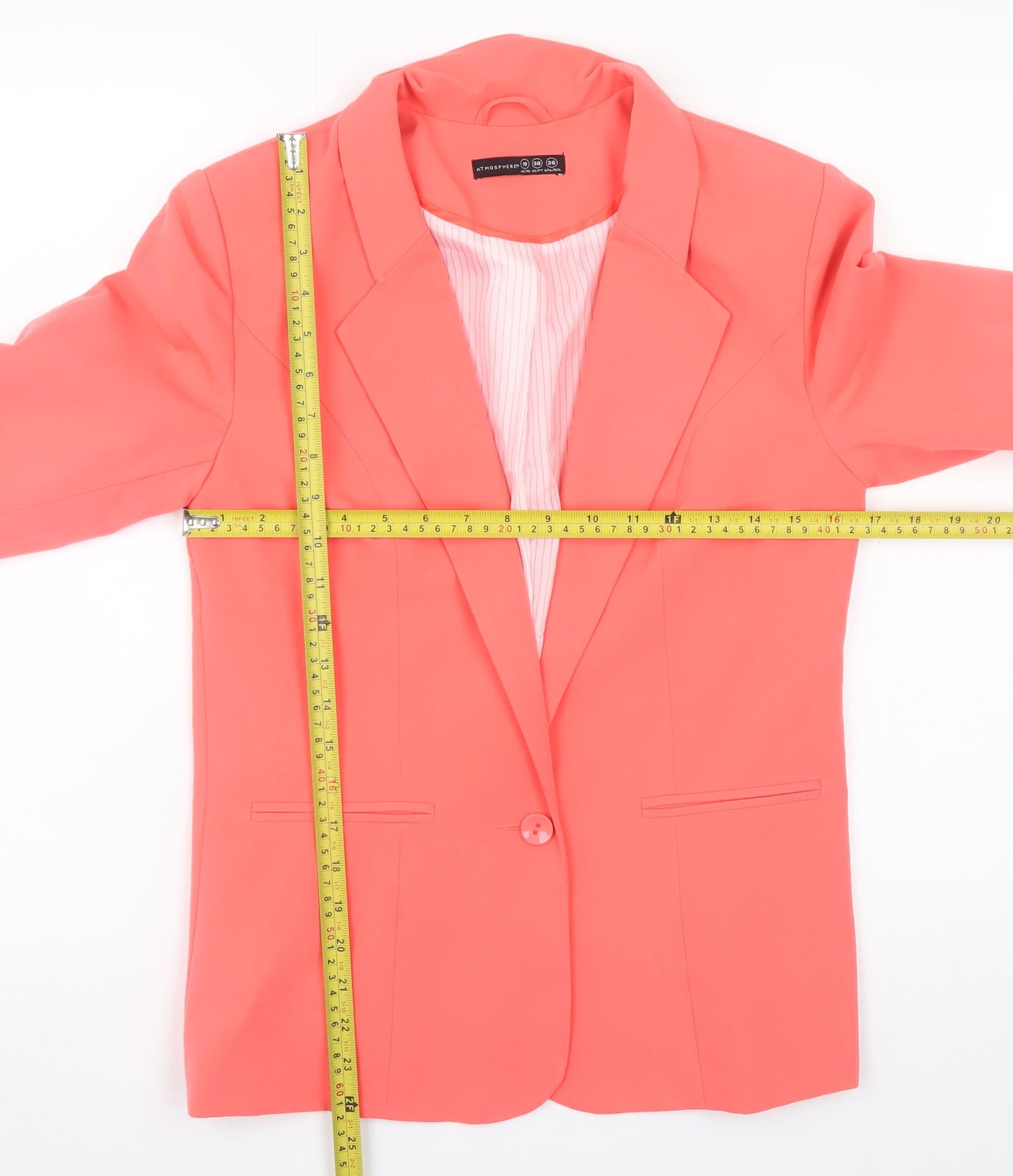 Atmosphere Women Coral Orange Blazer Jacket Size 10 Single-Breasted