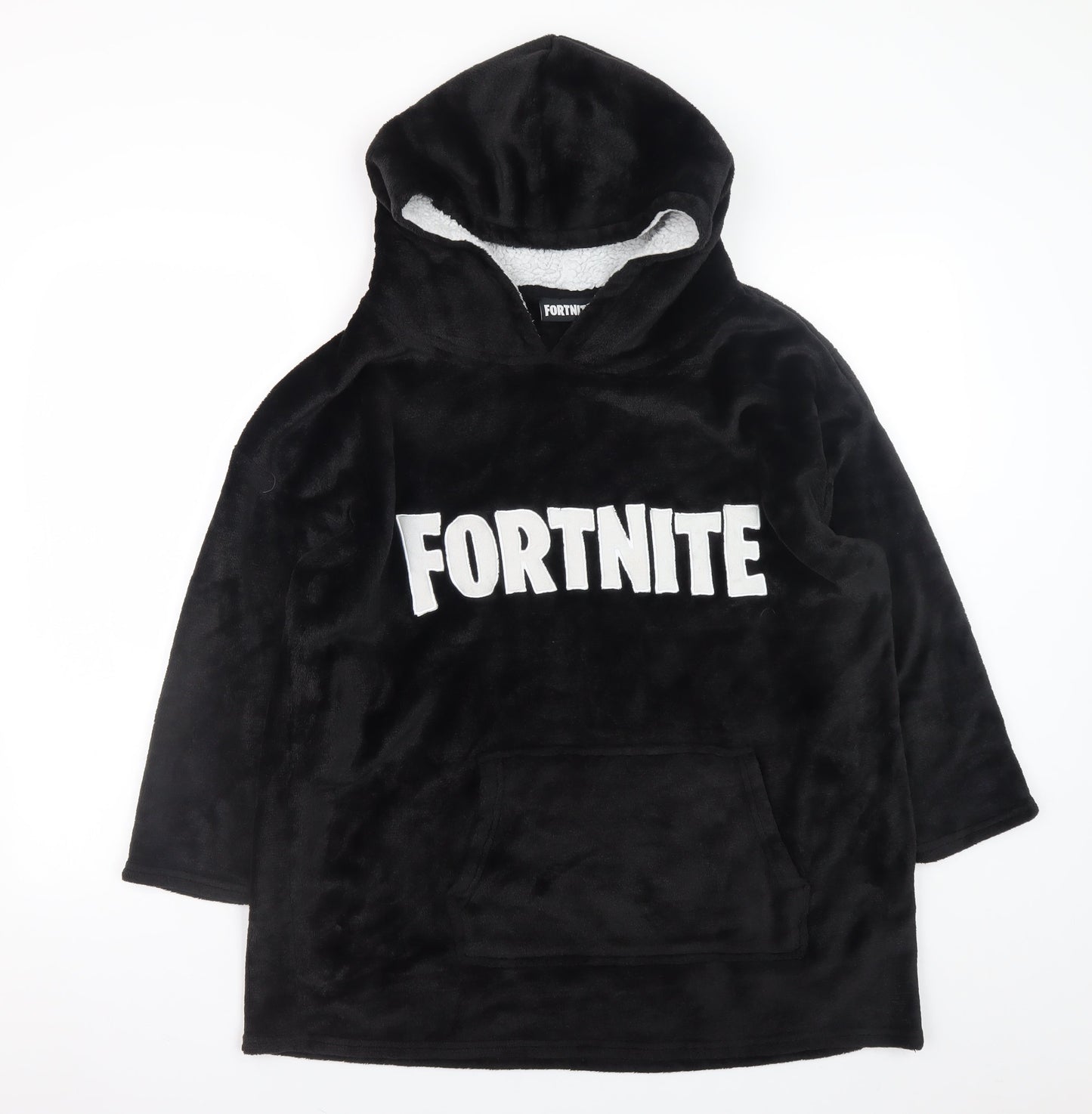 Fortnite Boys Black Fleece Hooded Robe One Size Winter Nightwear