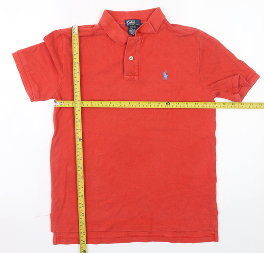 Ralph Lauren Teens Red Cotton Polo Shirt Size L (14-16) Classic Fit