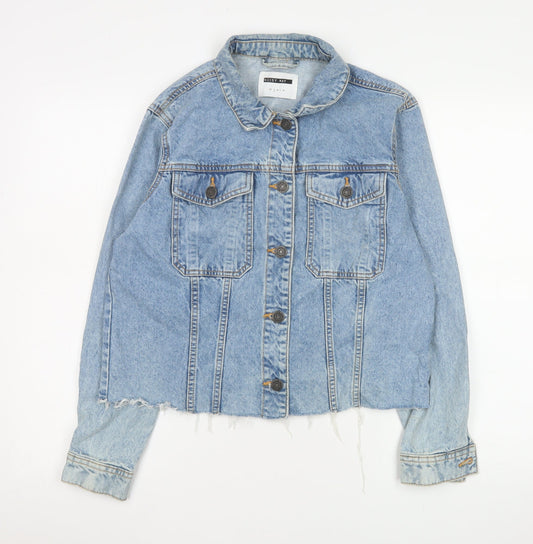 Noisy May Women's Blue Denim Cropped Jacket Size M Classic Style