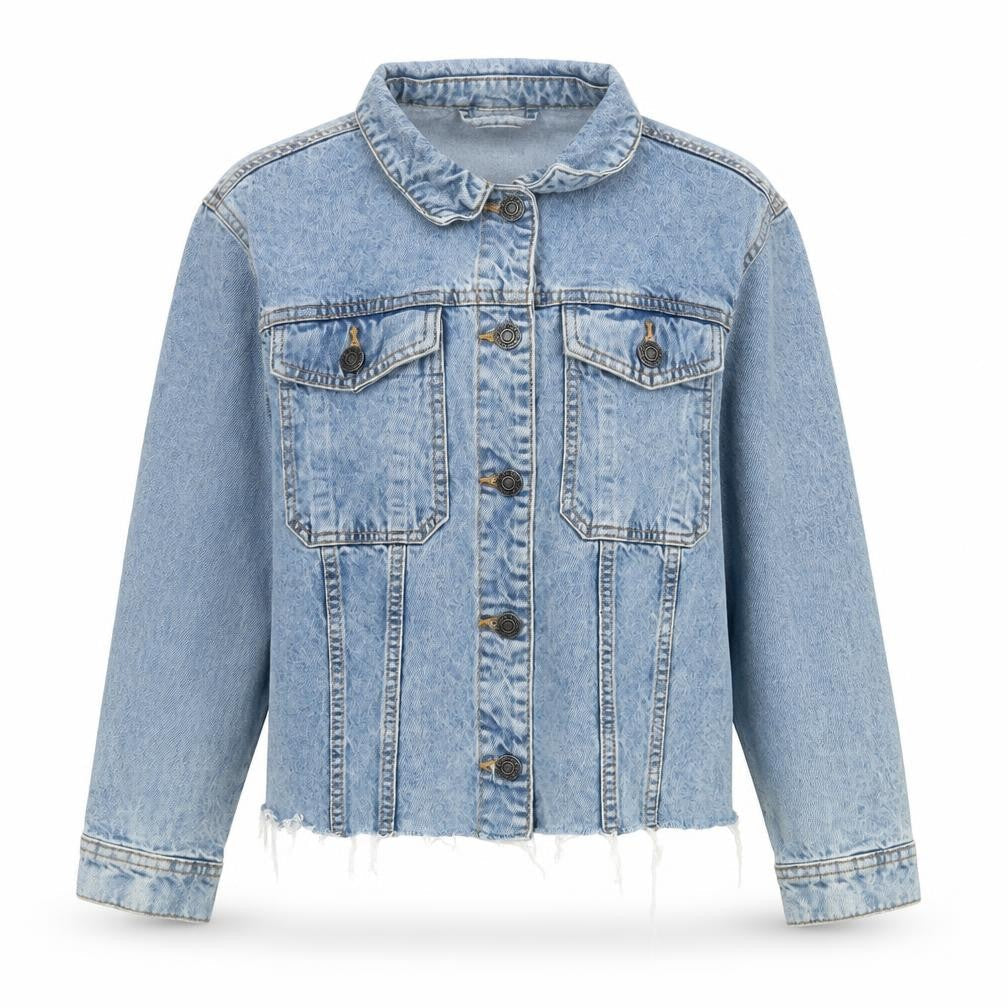 Noisy May Women's Blue Denim Cropped Jacket Size M Classic Style