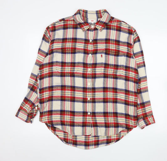 Levi's Men's Beige Check Flannel Button-Up Shirt Size M