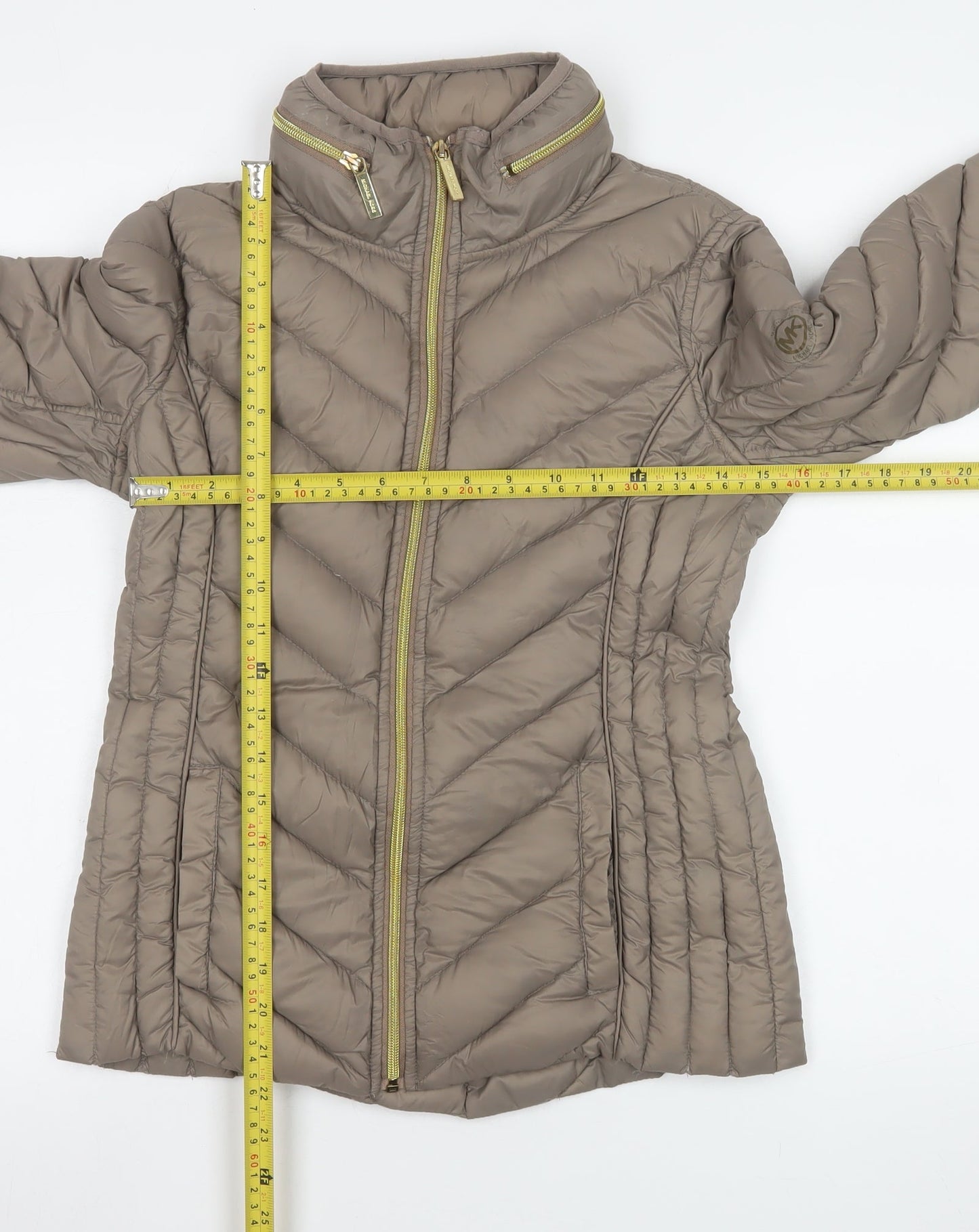 Michael Kors Women's Brown XS Puffer Jacket Lightweight Packable Down