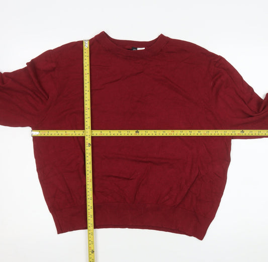 H&M Mens Red Crew Neck Pullover Jumper Size M