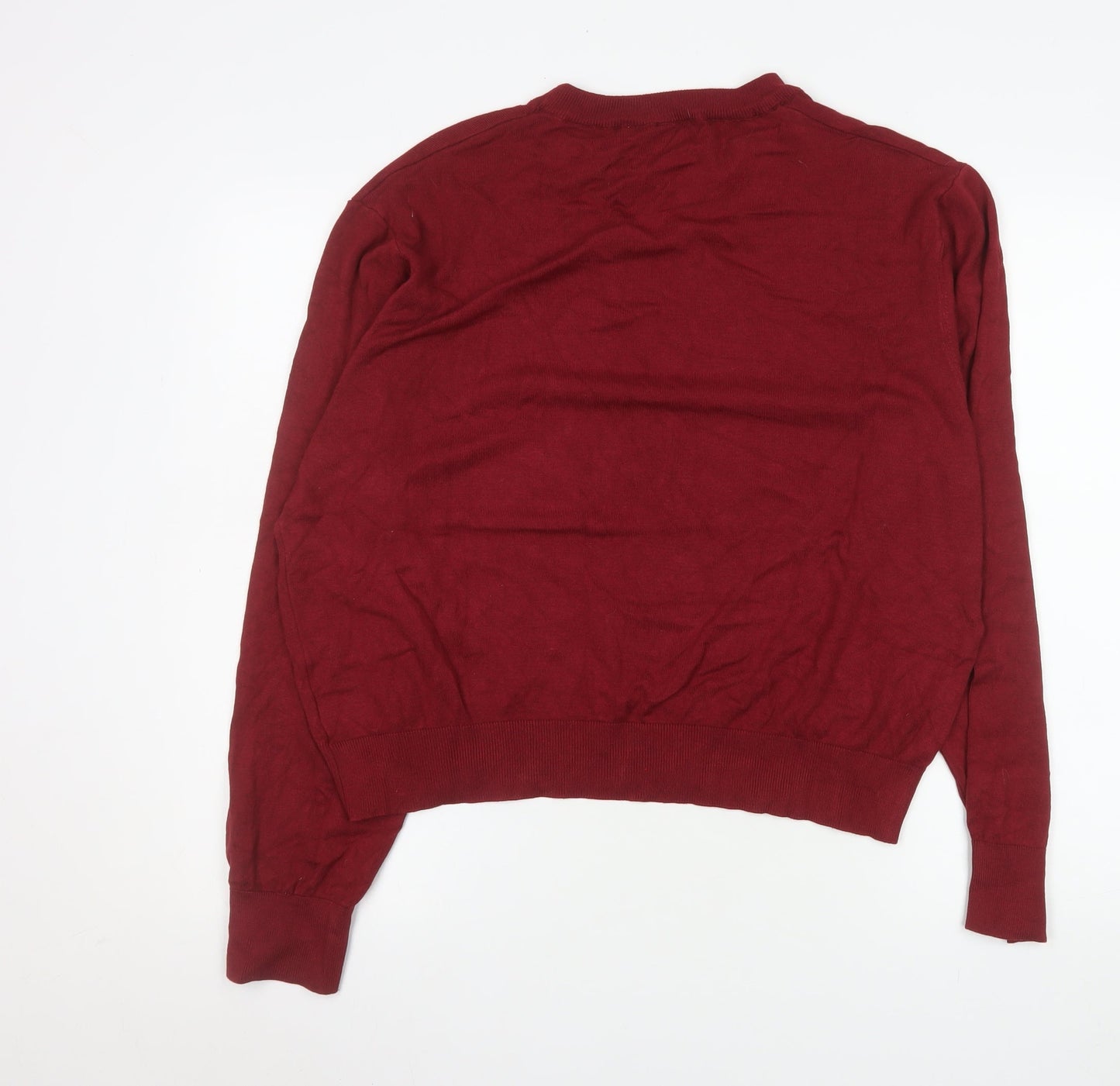 H&M Mens Red Crew Neck Pullover Jumper Size M