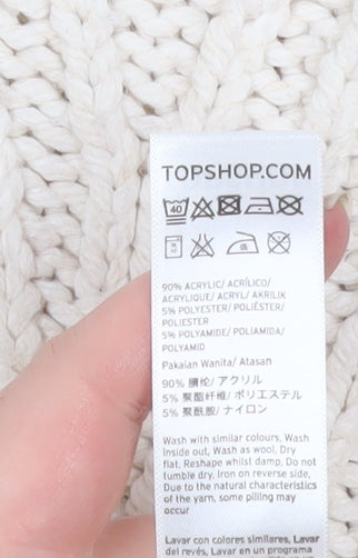 Topshop Women's Ivory Chunky-Knit Mock Neck Long Sleeve Jumper Size 10