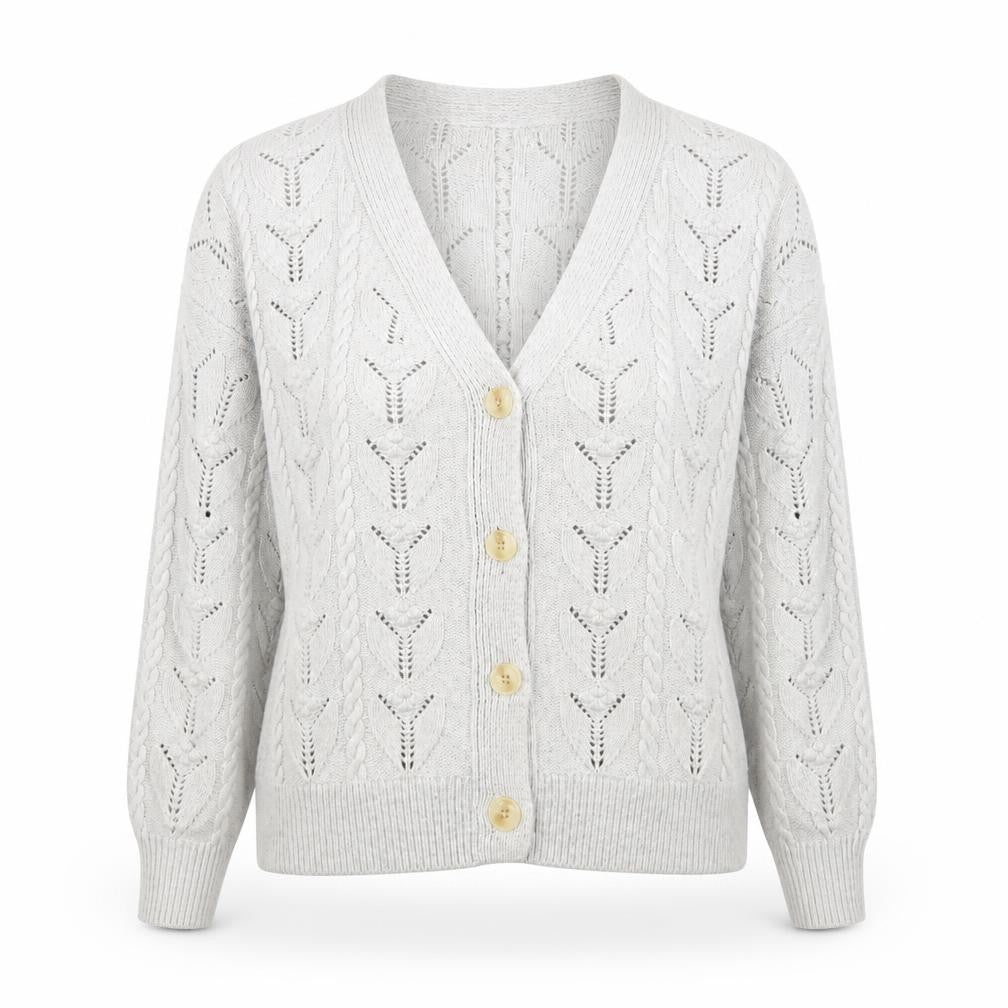 Marks and Spencer Womens Grey Cable Knit Button Cardigan M