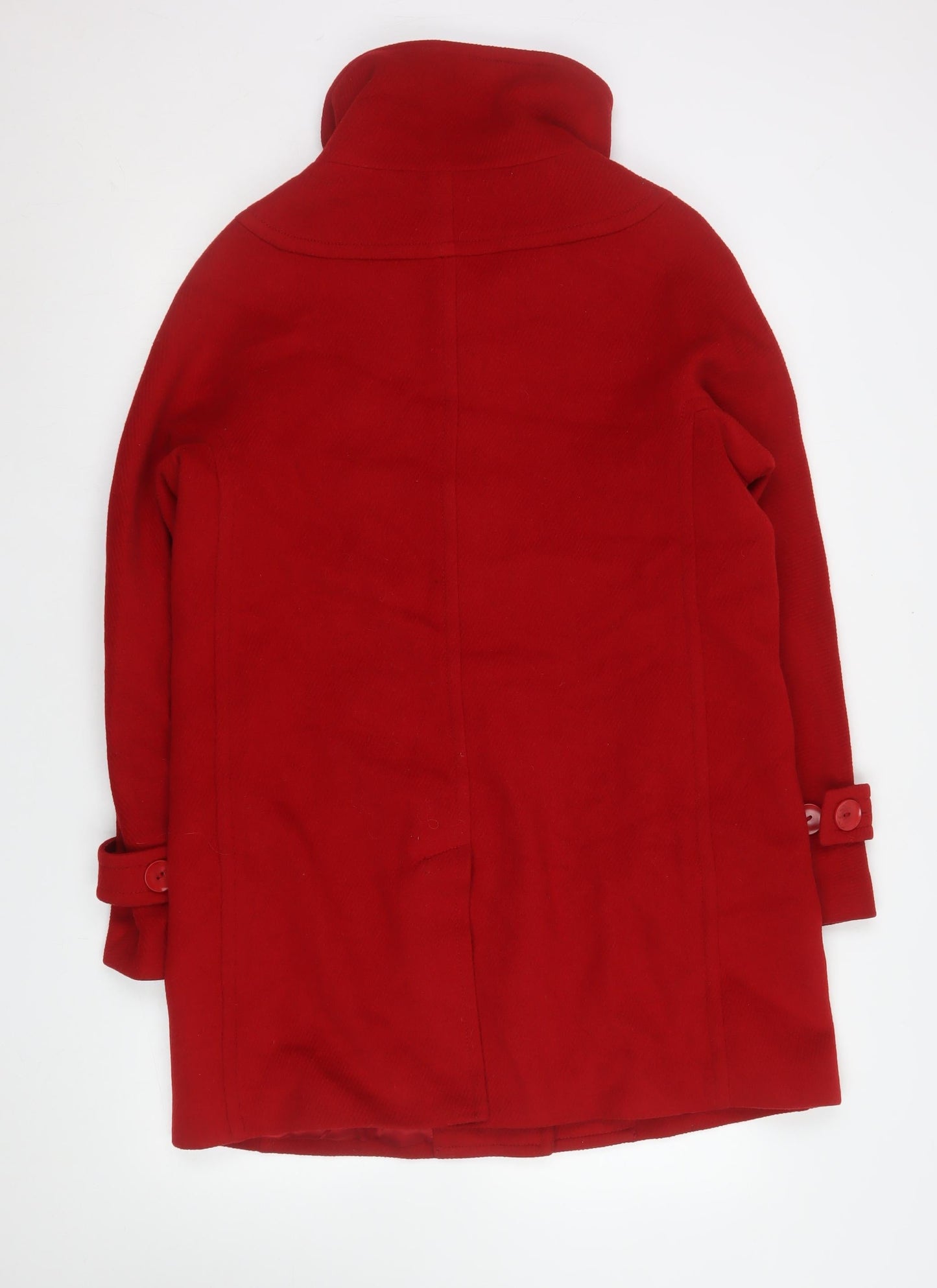 Talbots Women Red Wool Blend Mid-Length Button Overcoat Size 10
