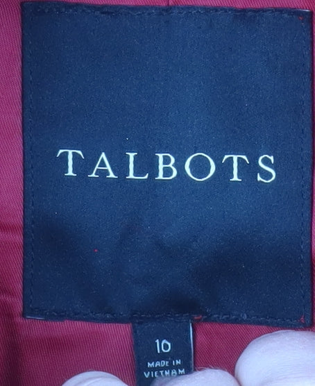 Talbots Women Red Wool Blend Mid-Length Button Overcoat Size 10