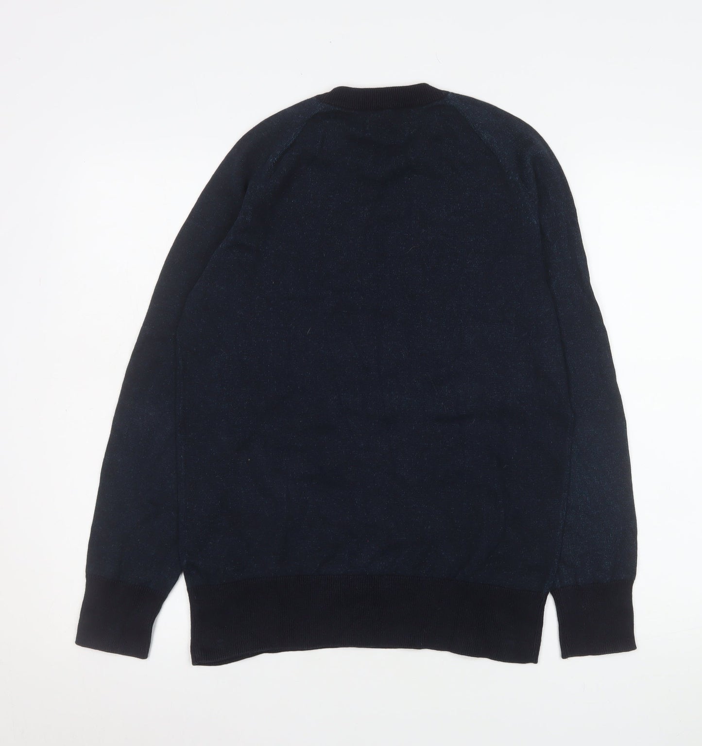 Howick Men Blue Cotton Crew Neck Pullover Jumper Size S