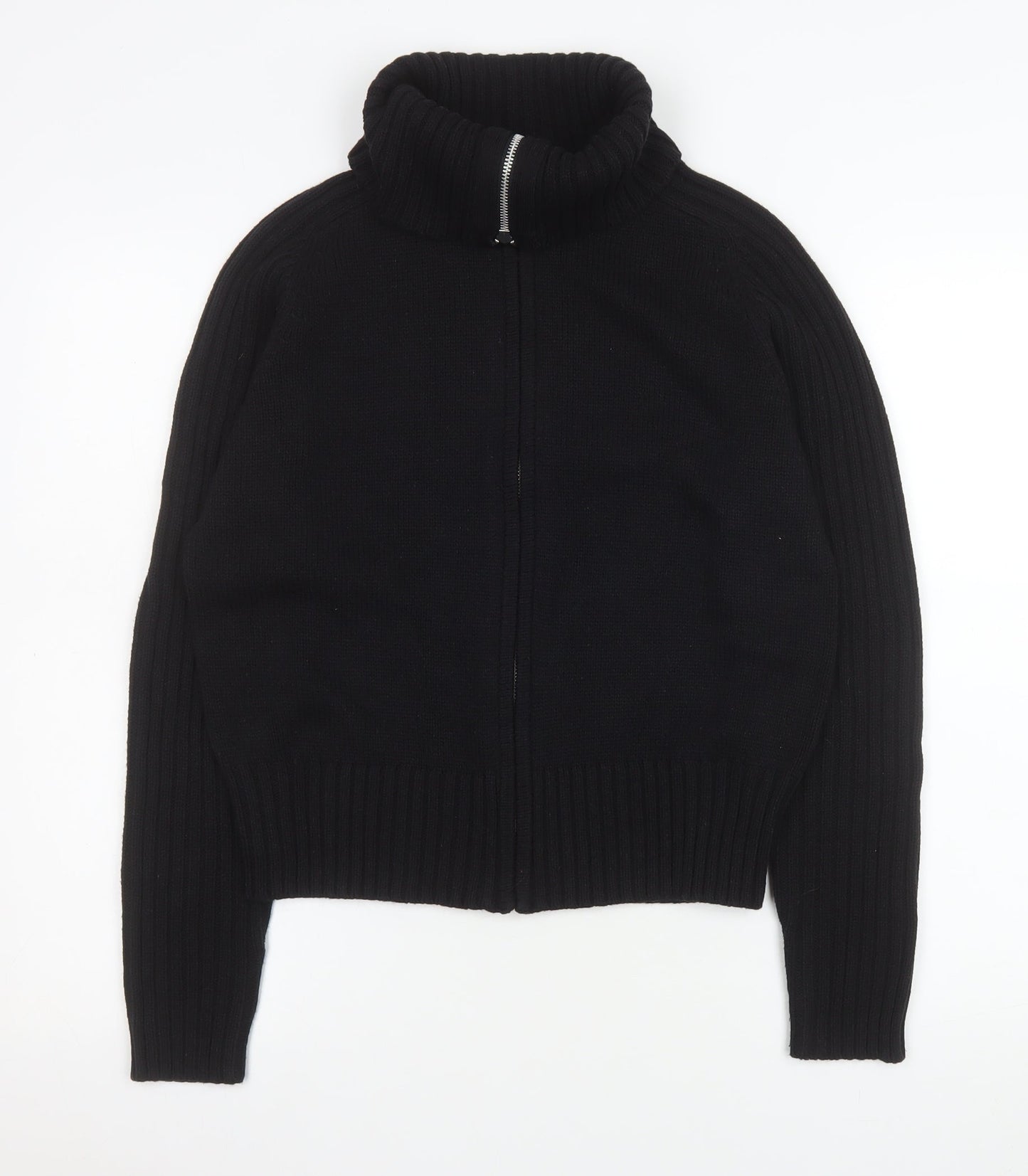 Marks and Spencer Women's Black Full Zip High Neck Jumper Size 12