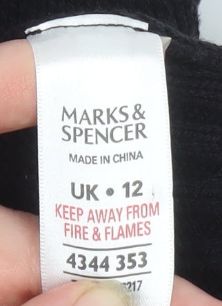 Marks and Spencer Women's Black Full Zip High Neck Jumper Size 12