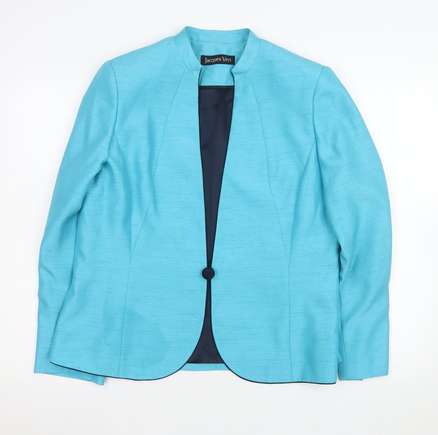 Jacques Vert Women's Blue Shawl Collar Blazer UK 16 - Formal Tailored Jacket