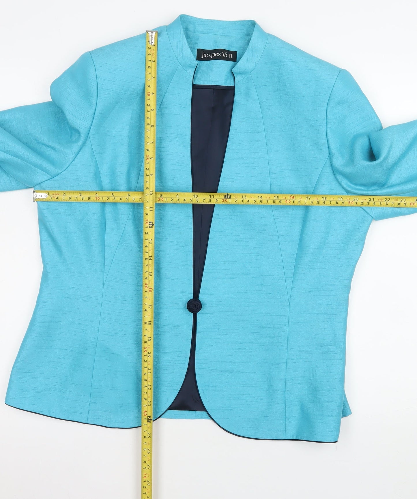 Jacques Vert Women's Blue Shawl Collar Blazer UK 16 - Formal Tailored Jacket
