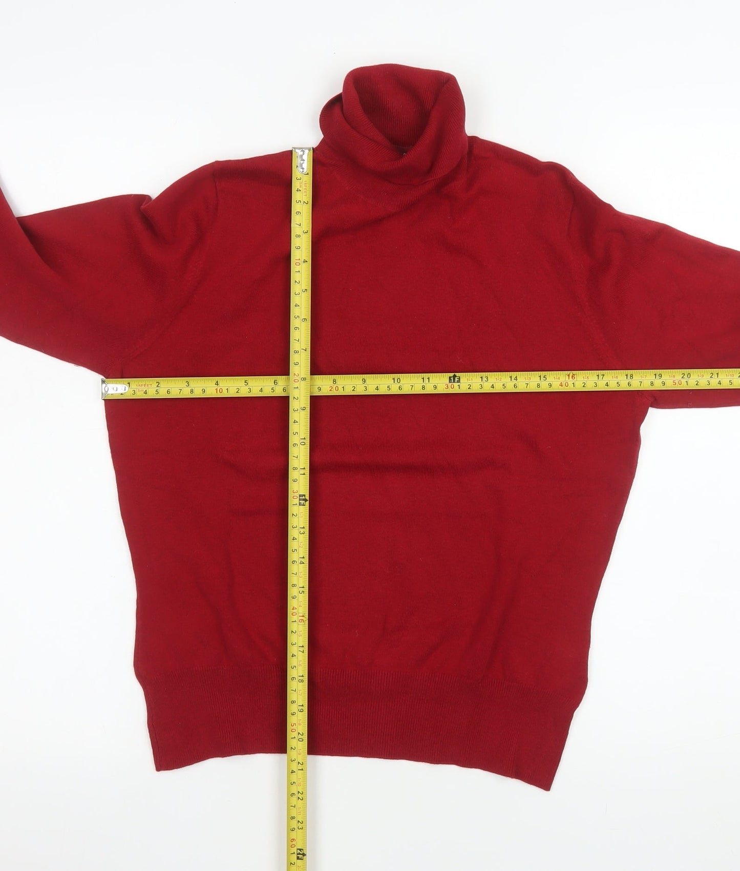 Monsoon Women’s Red Roll Neck Cotton Blend Jumper Size 12