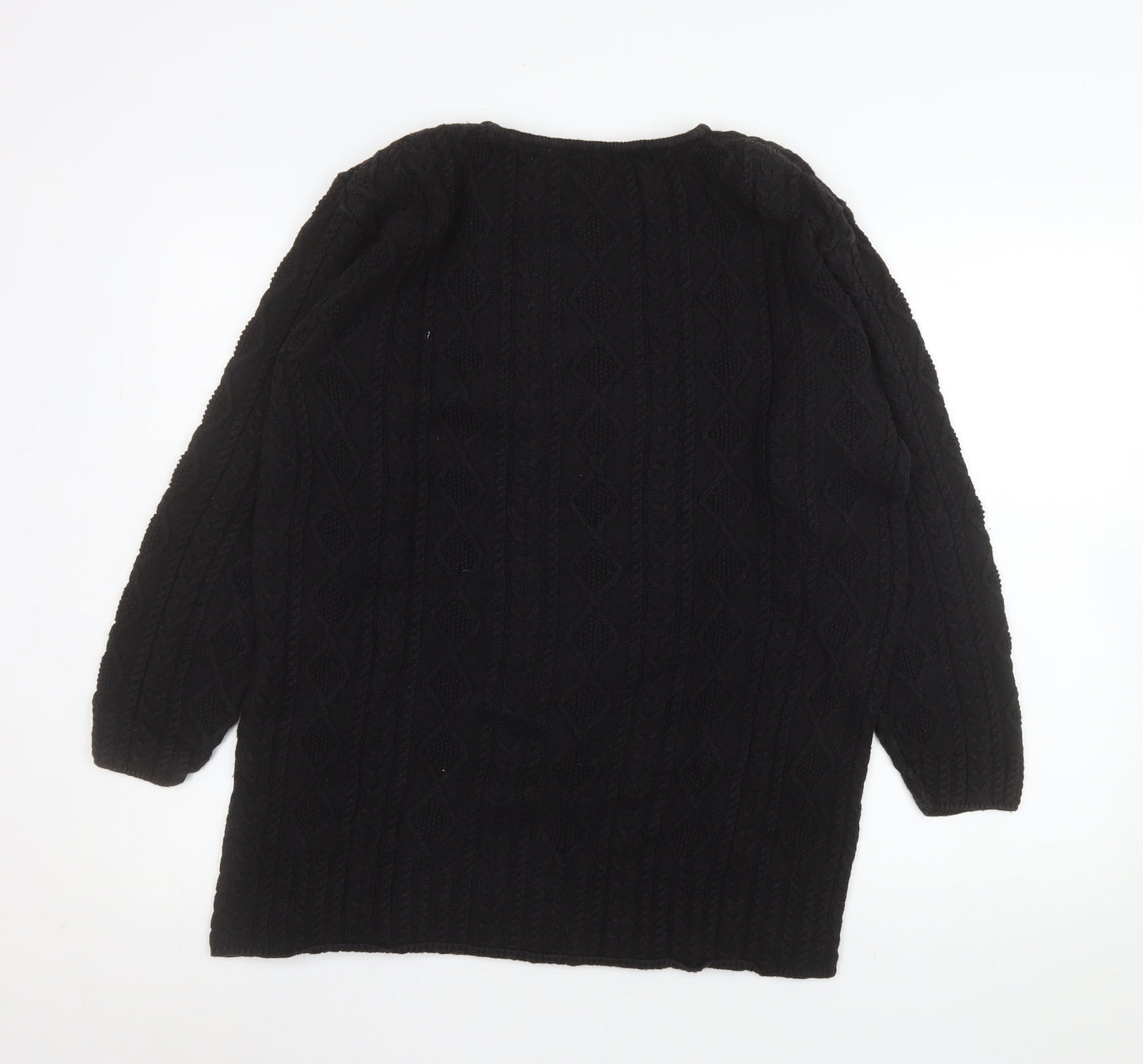Viyella Women's Black Cable-Knit Cotton Pullover Jumper M
