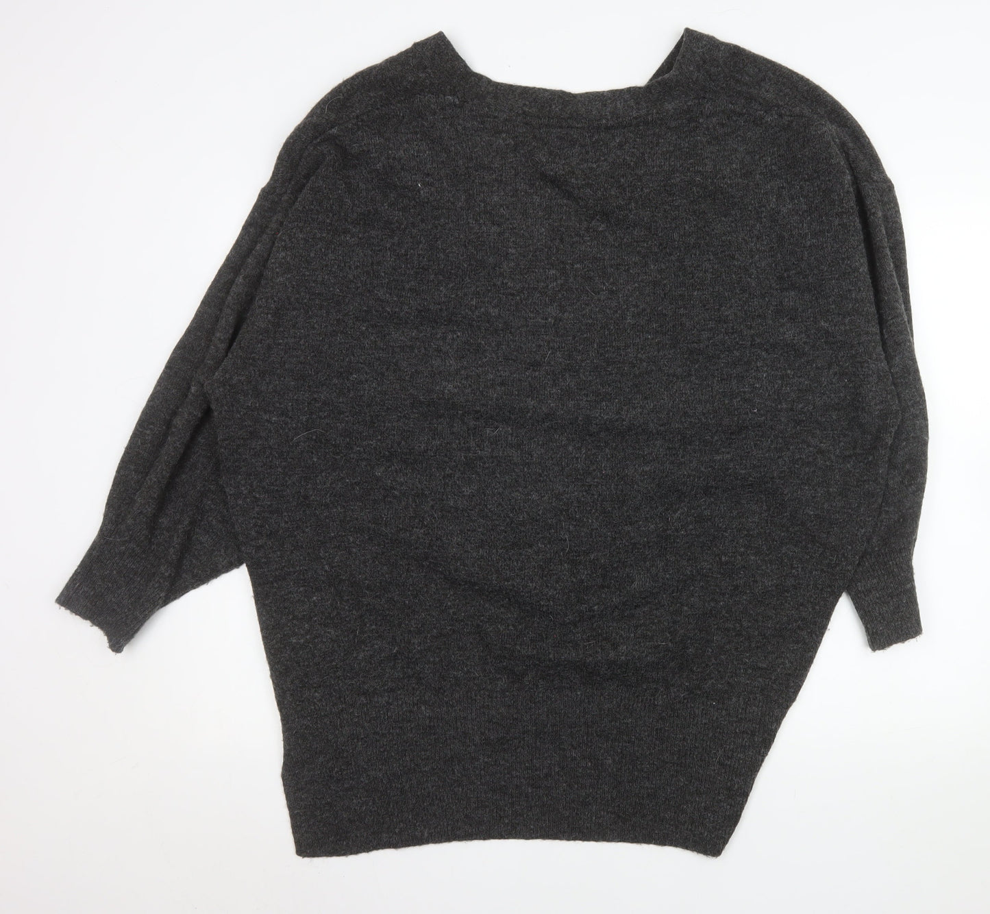 H&M Women’s Grey Wool Blend V-Neck Relaxed Fit Jumper XL