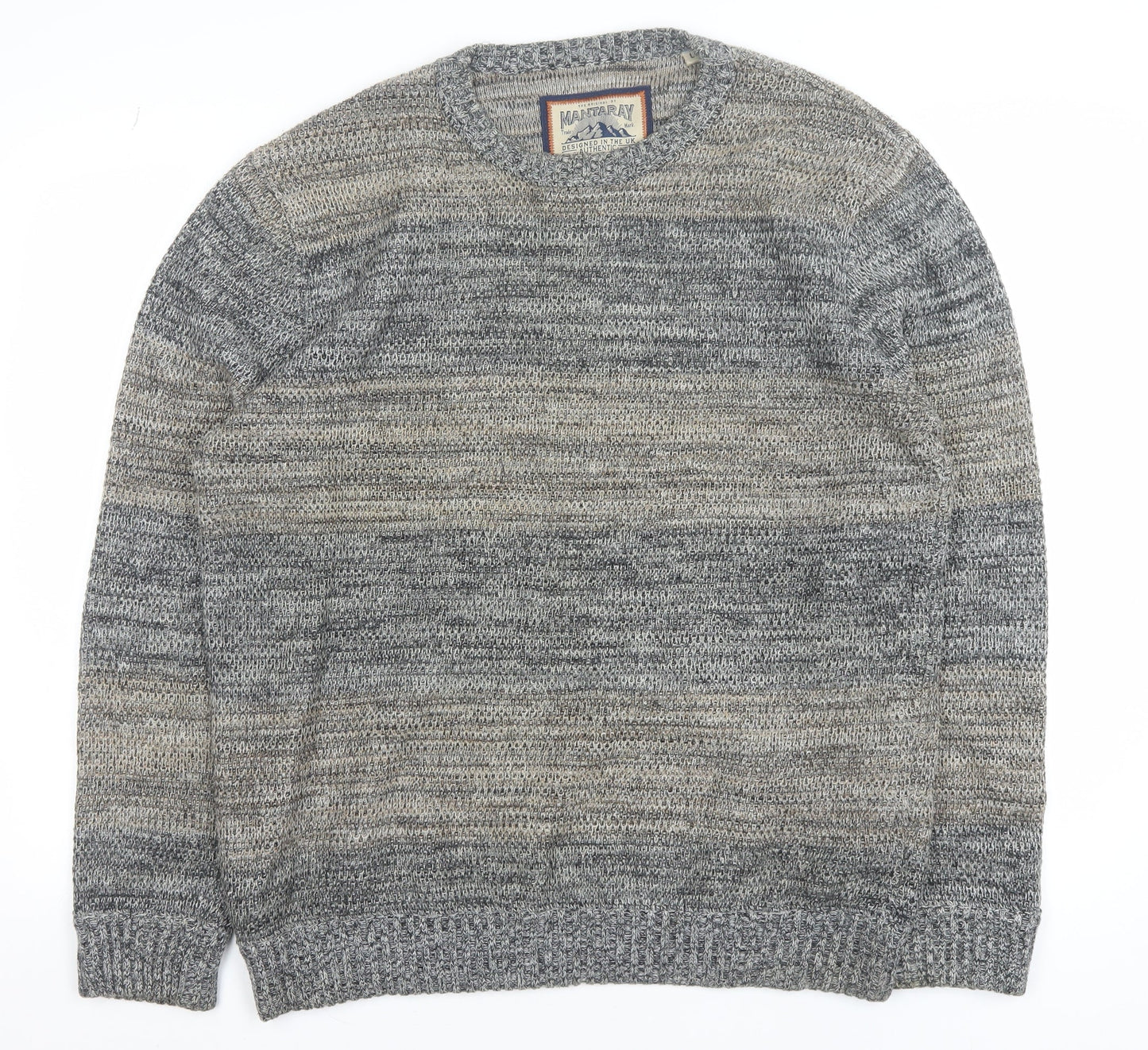 Mantaray Men's Grey Cotton Knit Crew Neck Jumper Size L