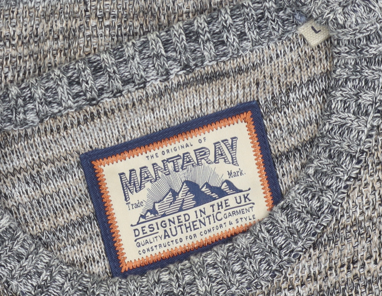 Mantaray Men's Grey Cotton Knit Crew Neck Jumper Size L