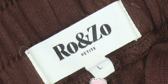 Ro&Zo Petite Women’s Brown Jersey Relaxed Tracksuit Sweatpants L