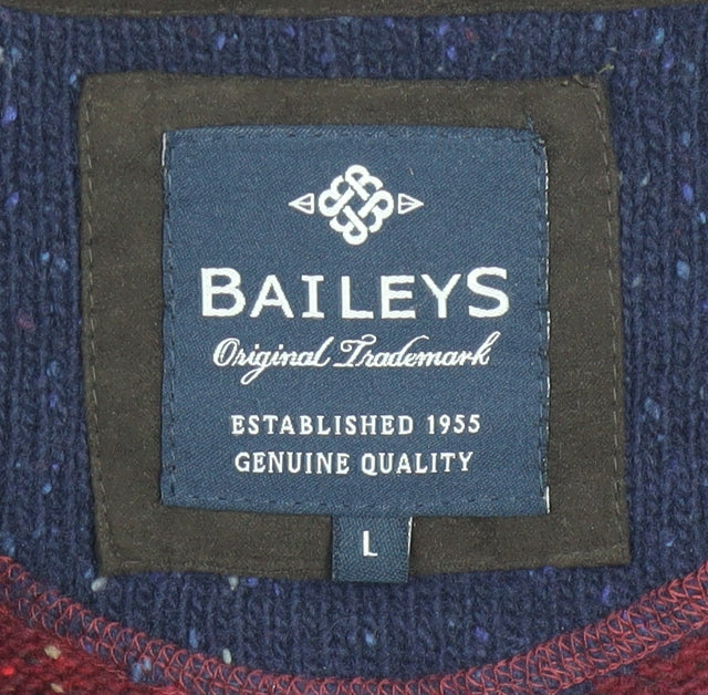 Baileys Men's Red Wool Blend Crew Neck Pullover Jumper Size L