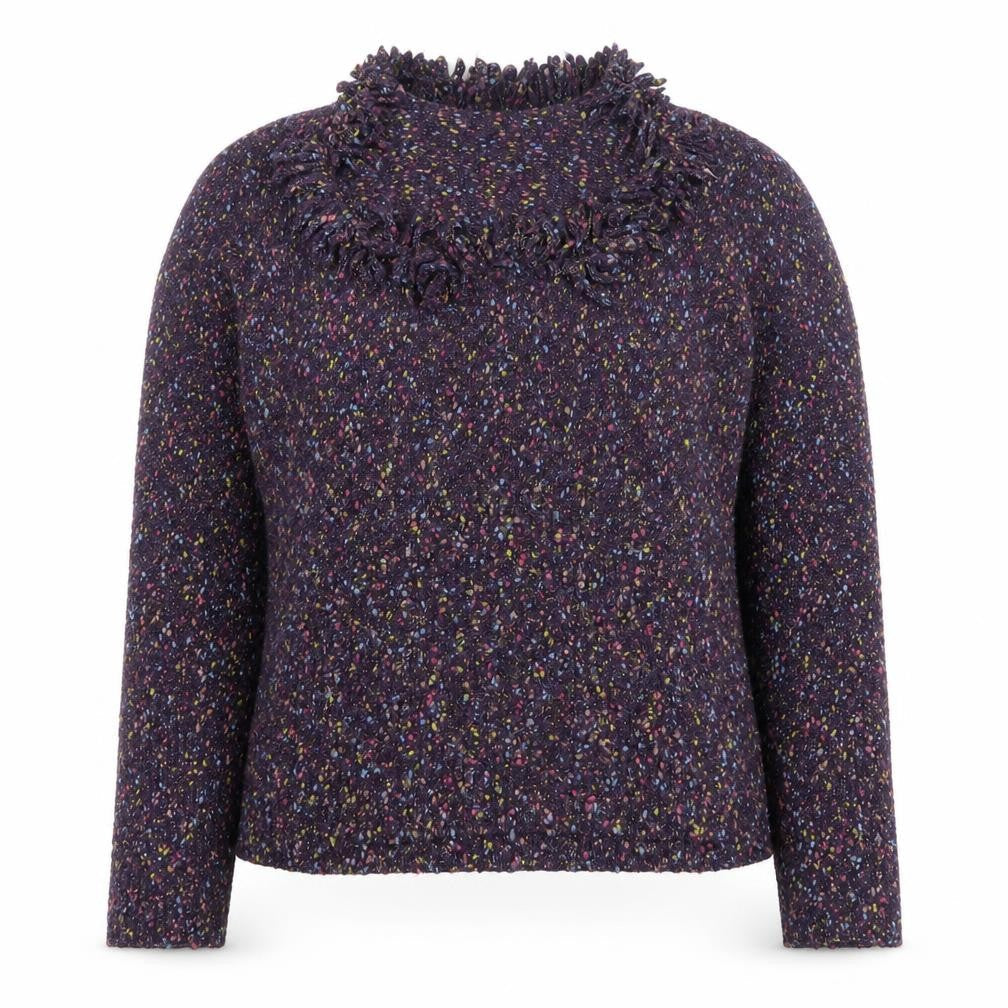 Marks and Spencer Per Una Women Purple Multicoloured XL Fringe Wool Jumper