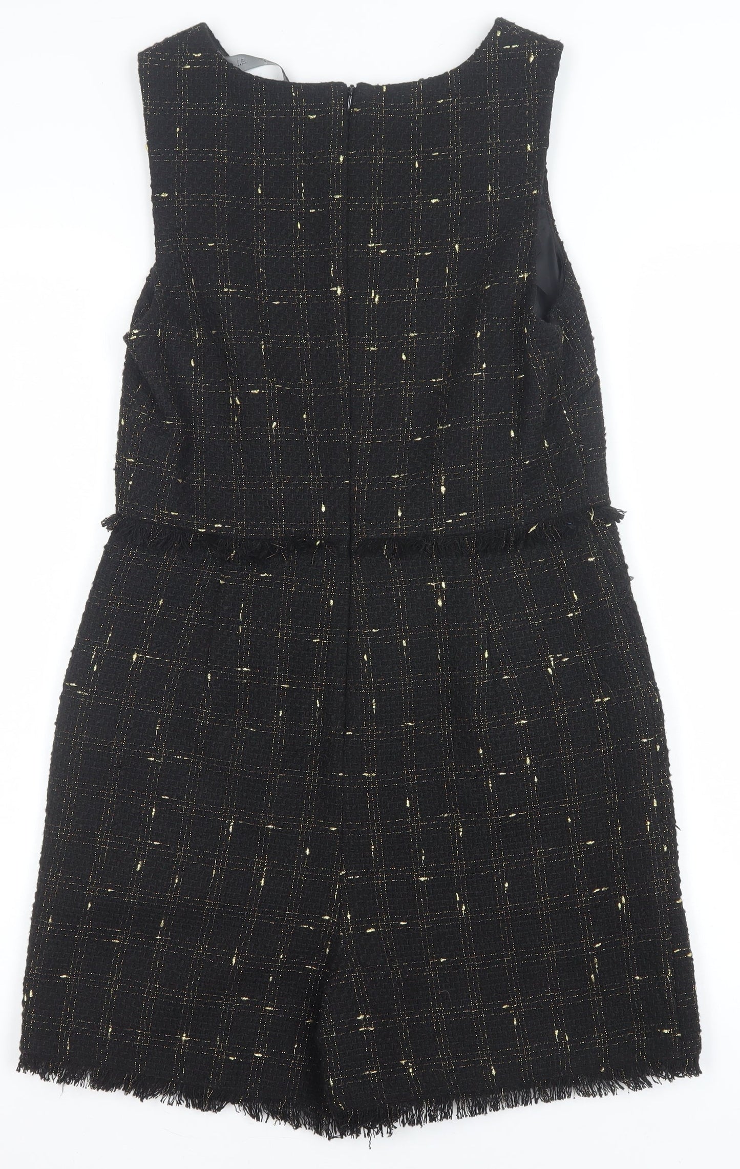 F&F Women's Black Gold Tweed Sleeveless Playsuit Size 8