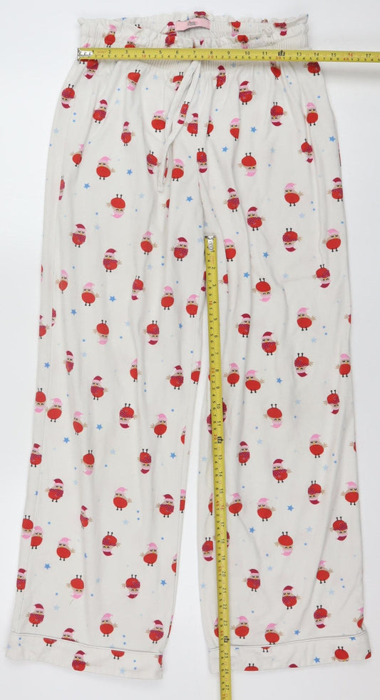Boux Avenue Women’s White Christmas Robin Print Pyjama Pants UK 10