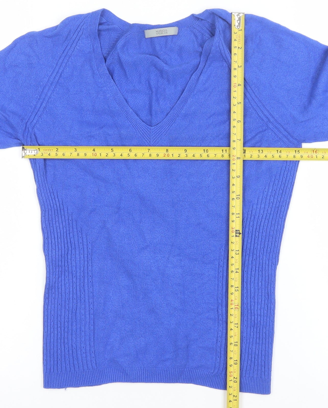 Marks and Spencer Women Blue V-Neck Long Sleeve Pullover Jumper Size 12