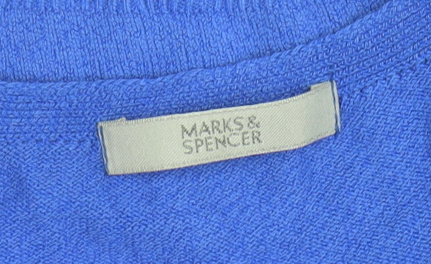 Marks and Spencer Women Blue V-Neck Long Sleeve Pullover Jumper Size 12