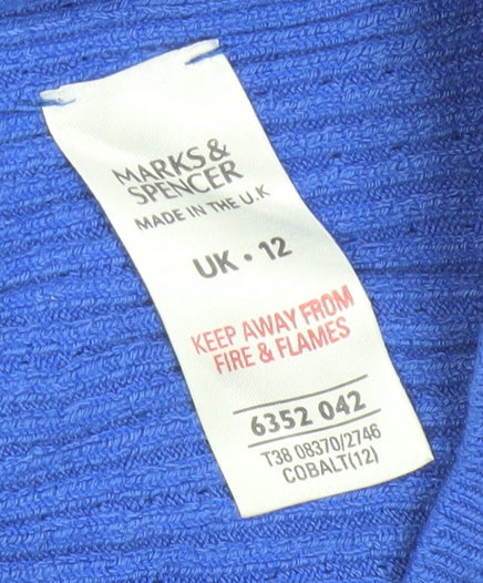 Marks and Spencer Women Blue V-Neck Long Sleeve Pullover Jumper Size 12