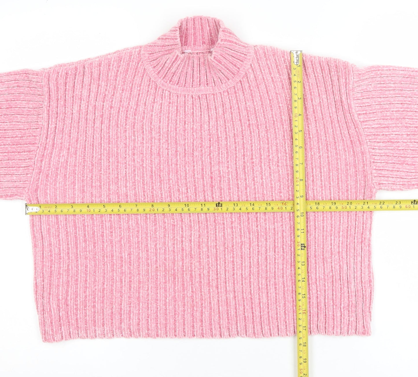 Pep&Co Women’s Pink Mock Neck Ribbed Pullover Jumper Size S 8-10