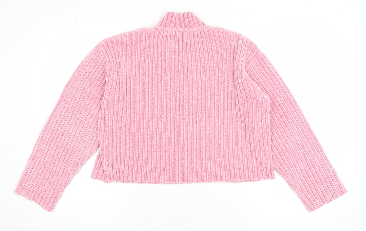 Pep&Co Women’s Pink Mock Neck Ribbed Pullover Jumper Size S 8-10