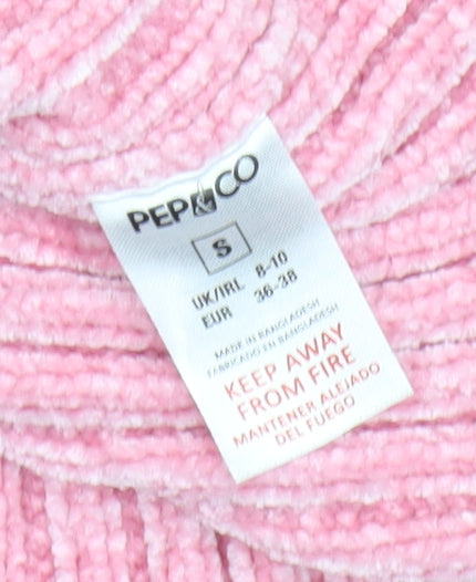 Pep&Co Women’s Pink Mock Neck Ribbed Pullover Jumper Size S 8-10