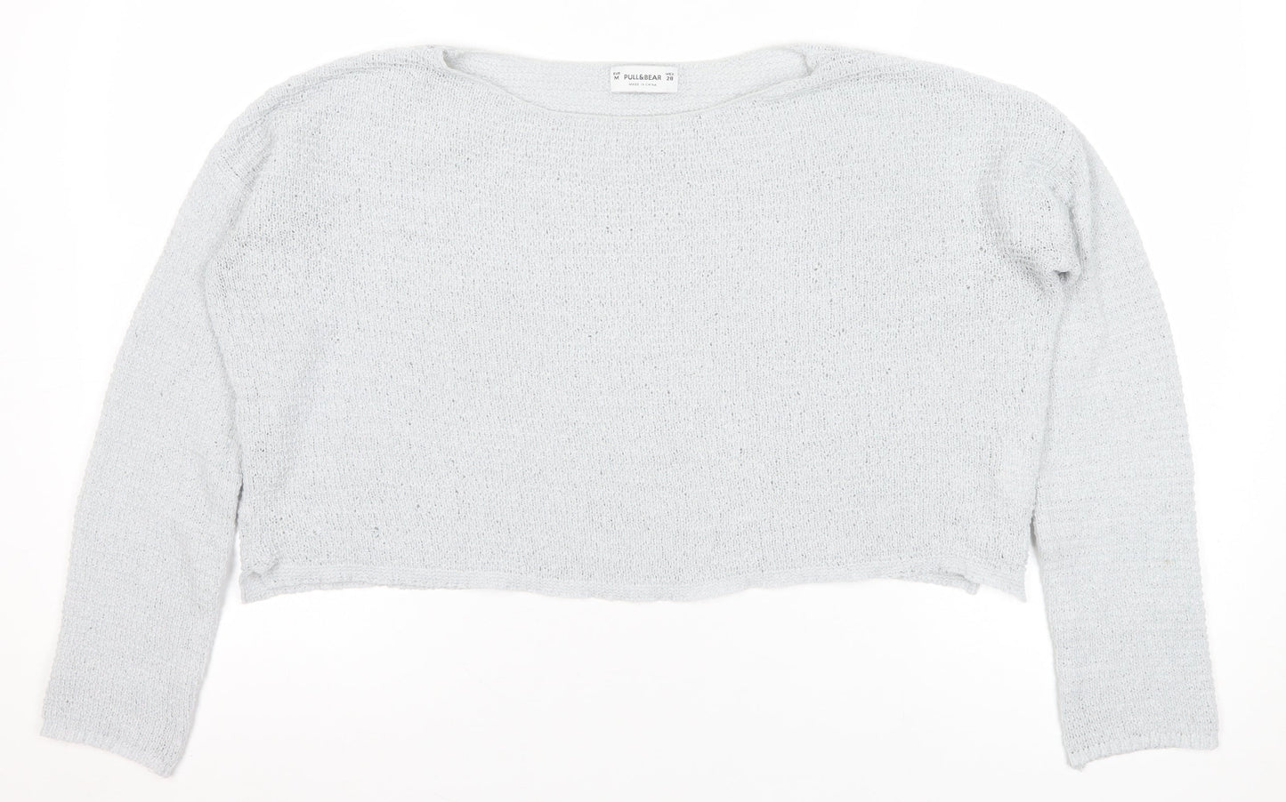Pull&Bear Womens Grey Knit Pullover Jumper Size 12 Relaxed Fit