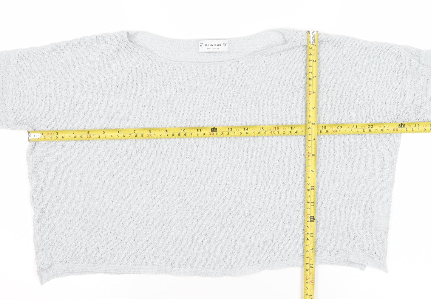 Pull&Bear Womens Grey Knit Pullover Jumper Size 12 Relaxed Fit