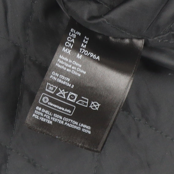 H&M Women Black Cotton Parka Coat Hooded Long M