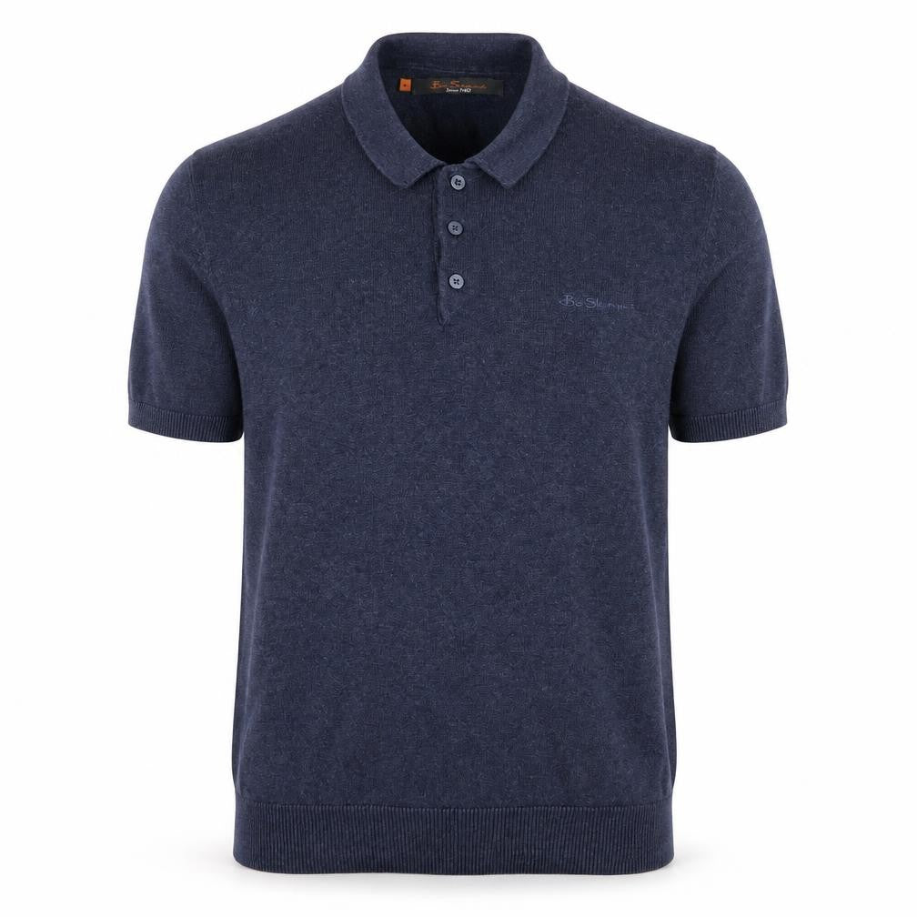 Ben Sherman Men's Blue Cotton Knit Polo Shirt Size M Short Sleeve