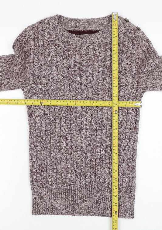 Superdry Women's Brown Cable-Knit Pullover Jumper Size 2XS