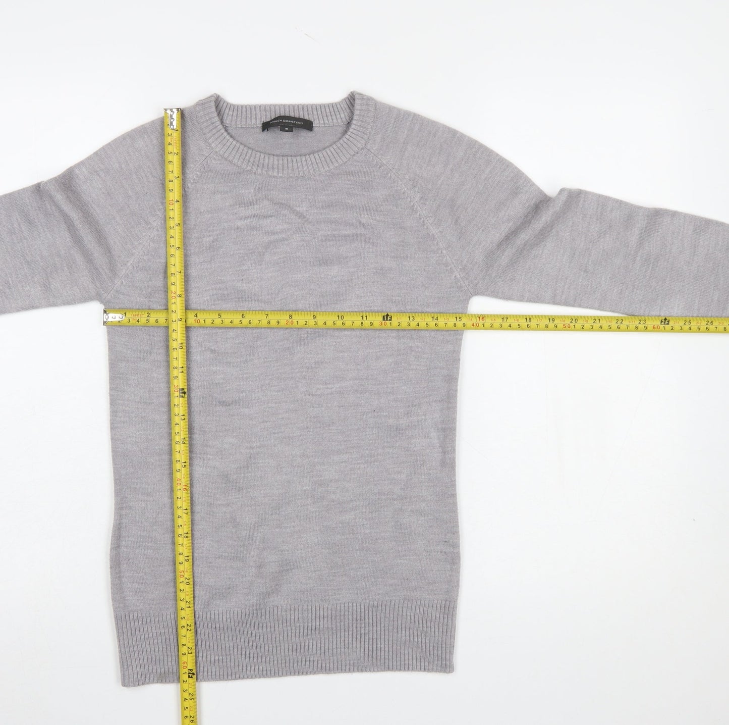 French Connection Women's Grey Crew Neck Knit Jumper Size S
