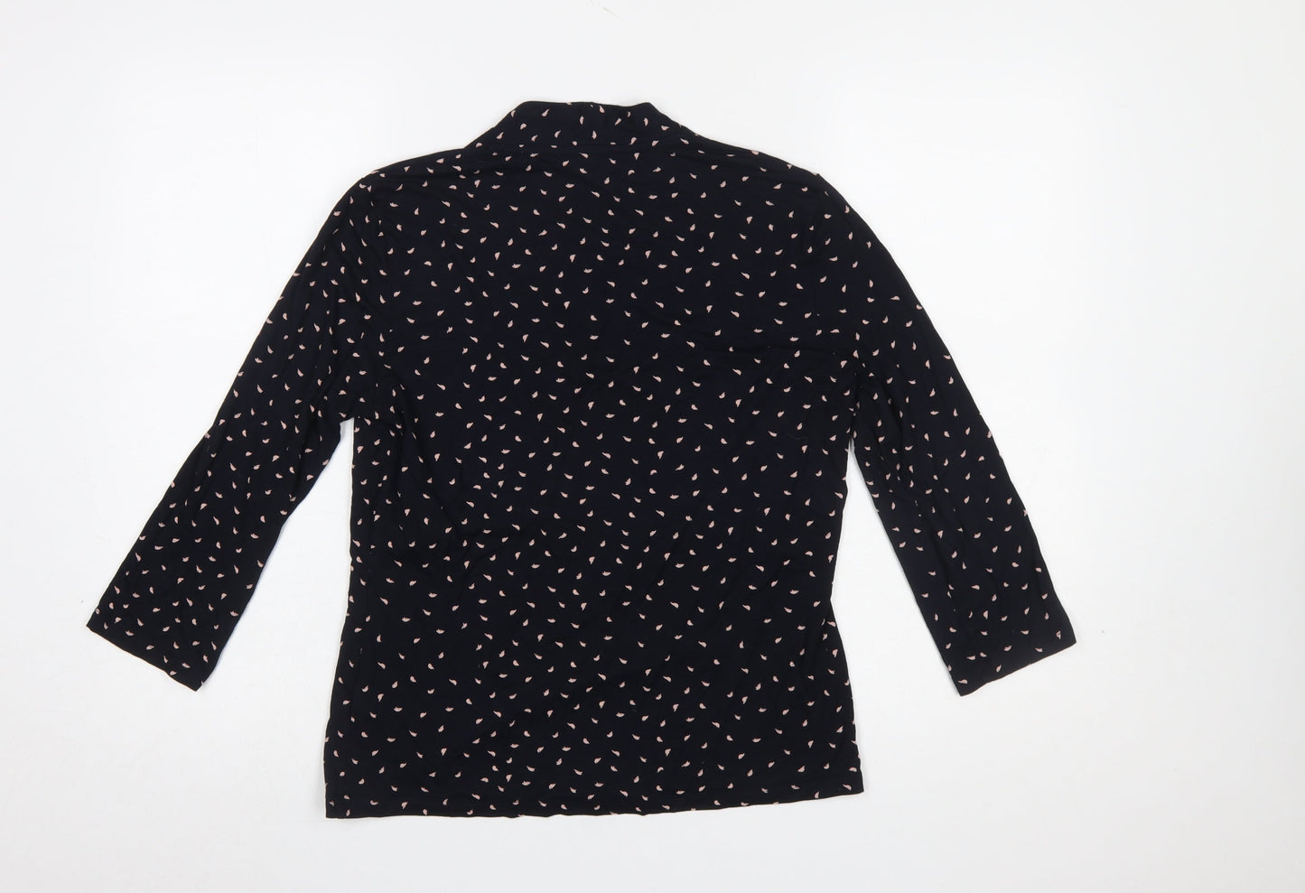 Hobbs Women's Black Floral V-Neck Wrap Blouse Size M