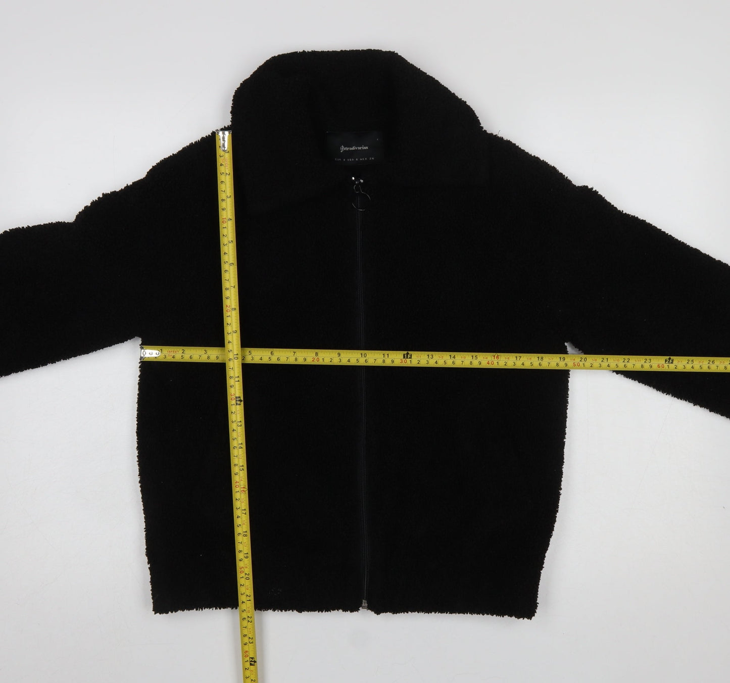 Stradivarius Women’s Black Fleece Zip Bomber Jacket Size 8