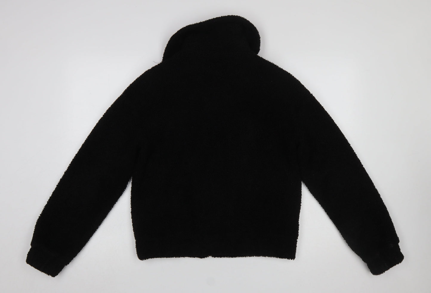Stradivarius Women’s Black Fleece Zip Bomber Jacket Size 8