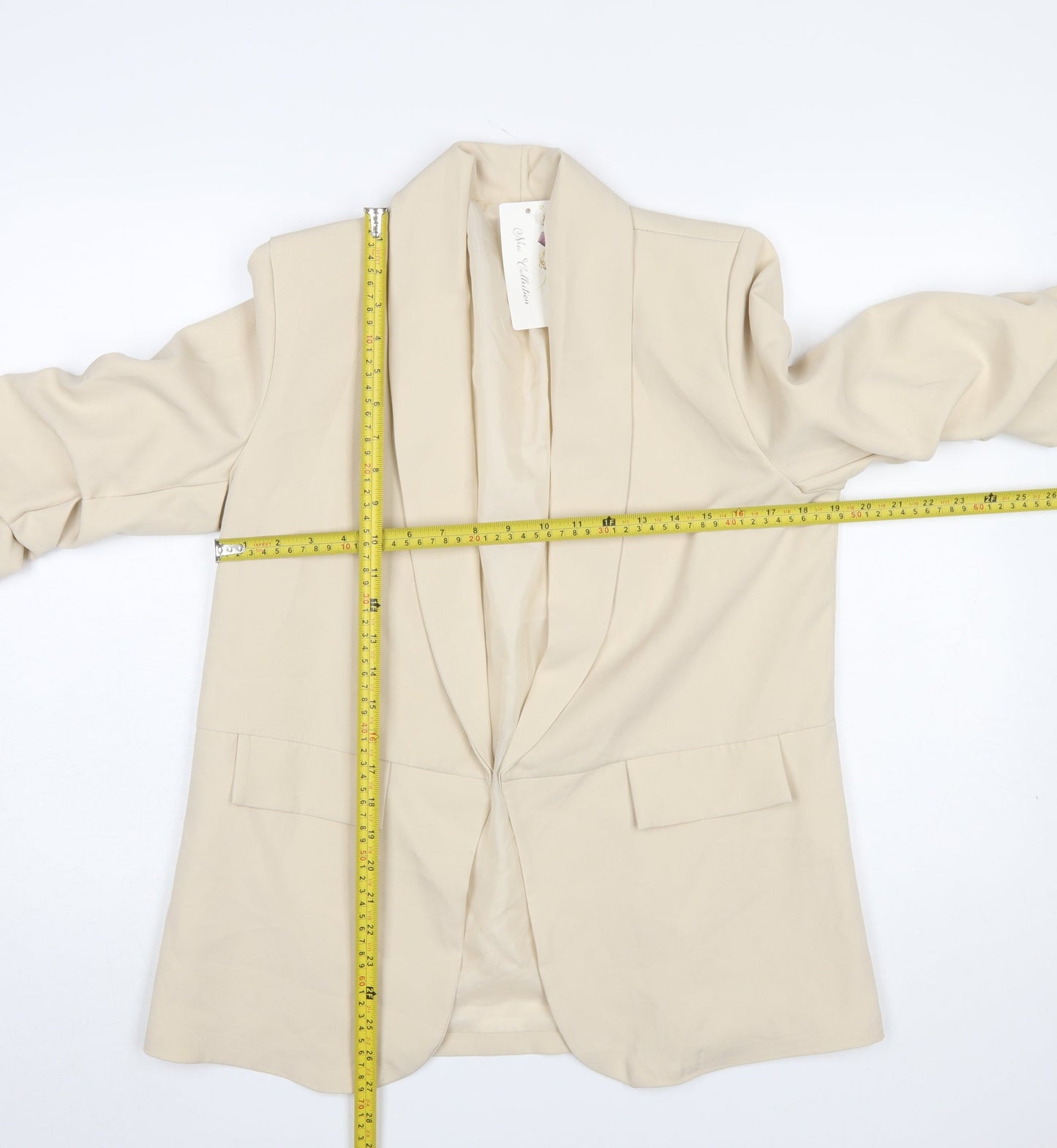New Collection Women Beige Shawl Lapel Blazer Jacket S