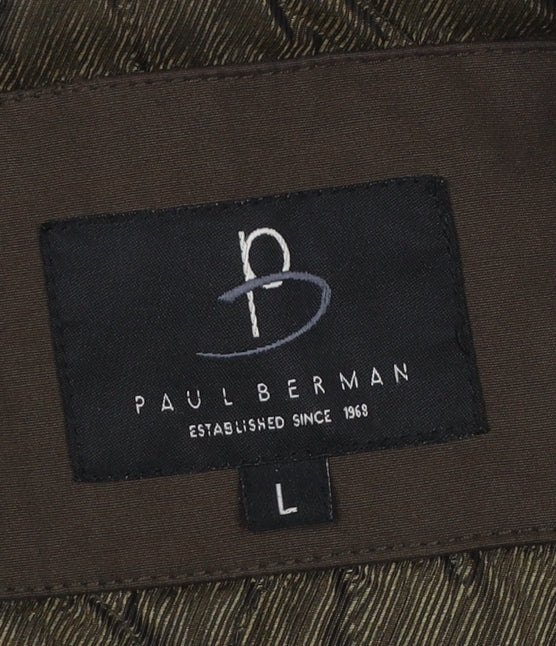 Paul Berman Men's Brown L Overcoat Classic Long Coat Polyester Blend